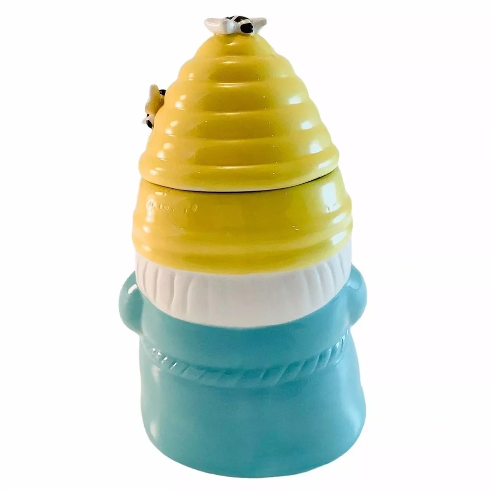 NEW Martha Stewart Beehive Bee Gnome Ceramic Canister Jar Candle 20.5 oz π - Picture 8 of 9